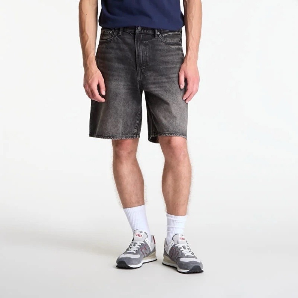 Gap Denim Men's 31 Baggy Fit Shorts Black 90s Skater Grunge Faded Washed Jorts